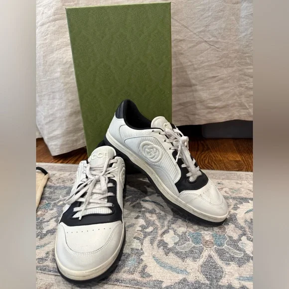 New in box Men’s GUCCI MAC80 Designer Sneakers shoes White black Size 7 Leather - Picture 4 of 10